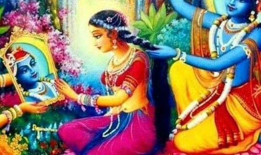 Radharani’s Manjaris: Tattva & Lilas 036 “Krishna Decorates Radha’s Hair”